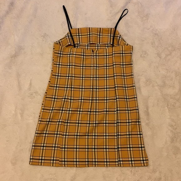 Urban Outfitters Yellow Plaid Mini Dress Size M - Picture 3 of 5